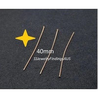20 Pieces Stainless Steel Head Pins 40mm Rose Gold 21 Gauge 0.7mm Hypoallergenic Tarnish Resistant - jewellery making supplies Australia