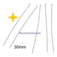100+ Pieces 50mm Stainless Steel Head Pins 21 Gauge 0.7mm Hypoallergenic Tarnish Resistant - jewellery making supplies Australia