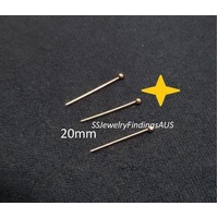 15 Pieces Stainless Steel Ball Head Pins Rose Gold 20mm Hypoallergenic Tarnish Resistant - jewellery making supplies Australia