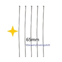 50 Pieces 65mm Stainless Steel Head Pins 21 Gauge 0.7mm Hypoallergenic Tarnish Resistant - jewellery making supplies Australia