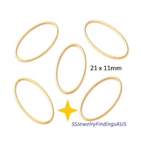 5 Pieces Gold Plated Stainless Steel Oval Linking Ring 21x11mm Hypoallergenic Tarnish Resistant - jewellery making supplies Australia