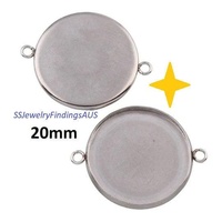 10 Pieces Stainless Steel Cabochon Round Bezel Frame Connector Settings 20mm Hypoallergenic Tarnish Resistant