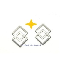 25 Pieces 16x12mm Stainless Steel Twin Diamond Linking Connector Rings Charms Hypoallergenic Tarnish Resistant