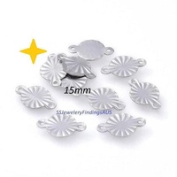 10 Pieces 15 x 9mm Stainless Steel Fan Shell Linking Connector Rings Charms Hypoallergenic Tarnish Resistant