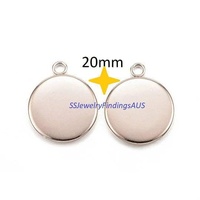 2 Pieces Stainless Steel 20mm Round Bezel Frame Pendant Settings Rose Gold Tone Hypoallergenic Tarnish Resistant