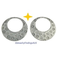 2 Pieces Stainless Steel Large Flower Design Linking Ring Connector Blacken Hypoallergenic Tarnish Resistant