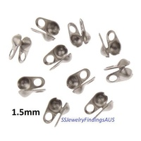 40 Pieces Stainless Steal Bead Tips/Ball Chain Connector 1.5mm Hypoallergenic - jewellery making supplies Australia