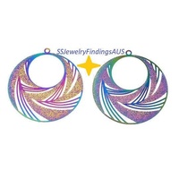 4 Pieces Stainless Steel "Waves of Change" Filigree pendant Anodized and Plated Hypoallergenic Tarnish Resistant