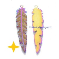 6 Pieces Stainless Steel "Leaf" Filigree pendant Anodized and Plated Hypoallergenic Tarnish Resistant - jewellery making supplies Australia