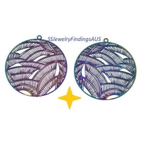 4 Pieces Stainless Steel "Fern Forest" Filigree pendant Anodized and Plated Hypoallergenic Tarnish Resistant