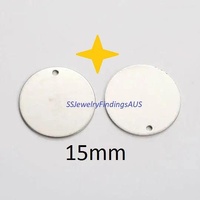 15 Pieces 15mm Stainless Steel Round Blank Stamp Charm Tag Hypoallergenic Tarnish Resistant
