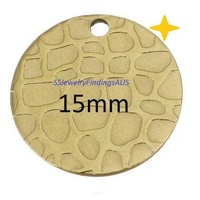6 Pieces Gold Tone Stainless Steel "Crazy Rocks" Round Charms Pendants with 1mm Hole Hypoallergenic Tarnish Resistant