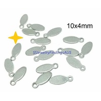 20 Pieces Stainless Steel Blank Charm Tag 4x10mm Hypoallergenic Tarnish Resistant - jewellery making supplies Australia