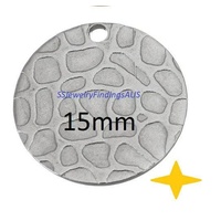 10 Pieces Stainless Steel "Crazy Rocks" Round Charms Pendants with 1mm Hole Hypoallergenic Tarnish Resistant