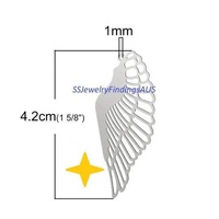 6 Pieces Stainless Steel Angel Wing Filigree Pendant Hypoallergenic Tarnish Resistant - jewellery making supplies Australia