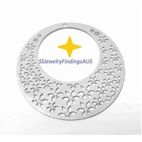 6 Pieces Stainless Steel Flower Filigree Pendants Hypoallergenic Tarnish Resistant - jewellery making supplies Australia