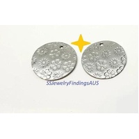 8 Pieces Stainless Steel Stamped flower Round Charm Pendant Hypoallergenic Tarnish Resistant - jewellery making supplies Australia