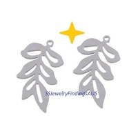 8 Pieces Stainless Steel Leaf flat Pendants Hypoallergenic Tarnish Resistant - jewellery making supplies Australia