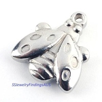 6 Pieces Stainless Steel Lady beetle Charms Hypoallergenic Tarnish Resistant - jewellery making supplies Australia