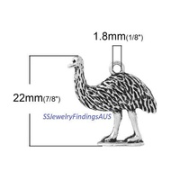 5 Pieces Zinc Alloy Emu Animal Pendant Charm Australian Animals - jewellery making supplies Australia