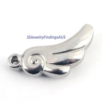 6 Pieces Stainless Steel Wing Charms Hypoallergenic Tarnish Resistant - jewellery making supplies Australia