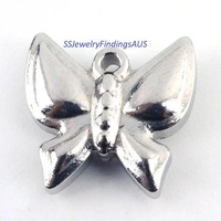 6 Pieces Stainless Steel Butterfly Charm Hypoallergenic Tarnish Resistant - jewellery making supplies Australia