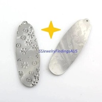 4 Pieces Stainless Steel Bent Stamped flower Oval Pendant Hypoallergenic Tarnish Resistant - jewellery making supplies Australia