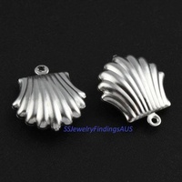 20 Pieces 18mm Stainless Steel Closed Shell Pendant Charm Hypoallergenic Tarnish Resistant - jewellery making supplies Australia