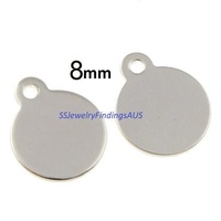 7 Pieces Stainless Steel 8mm Flat Round Blank Stamp Charm Tag Round Hypoallergenic Tarnish Resistant - jewellery making supplies Australia
