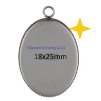 10 Pieces 18x25mm Stainless Steel Cabochon Round Bezel Frame Pendant Settings Hypoallergenic Tarnish Resistant