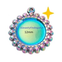 2 Pieces Alloy Pendant with 12mm Cabochon Setting Anodized and Plated Hypoallergenic - jewellery making supplies Australia