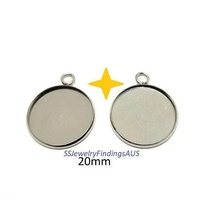 10 pieces Stainless Steel Cabochon 20mm Round Bezel Frame Pendant Settings Hypoallergenic Tarnish Resistant
