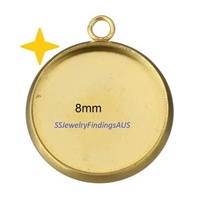 10 Pieces Stainless Steel 8mm Round Bezel Frame Pendant Settings Gold Tone Hypoallergenic Tarnish Resistant