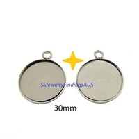 8 Pieces  30mm Stainless Steel Cabochon Round Bezel Frame Pendant Settings Hypoallergenic Tarnish Resistant