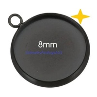 5 Pieces Black Tone Stainless Steel Cabochon 8mm Round Bezel Frame Pendant Settings Hypoallergenic Tarnish Resistant