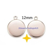 5 Pieces Stainless Steel 12mm Round Bezel Frame Pendant Settings Rose Gold Tone Hypoallergenic Tarnish Resistant