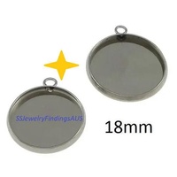 10 pieces Stainless Steel Cabochon 18mm Round Bezel Frame Pendant Settings Hypoallergenic Tarnish Resistant