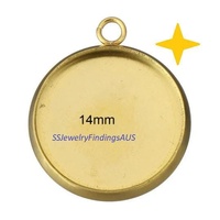 5 Pieces Stainless Steel 14mm Round Bezel Frame Pendant Settings Gold Tone Hypoallergenic Tarnish Resistant