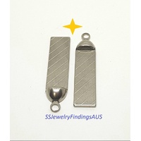 2 Pieces Stainless steel Rectangle Pendant Setting with Hole 29x10mm Hypoallergenic Tarnish Resistant