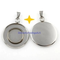 5 Pieces 20mm Stainless steel Cabochon Bezel Pendant Setting Charm Hypoallergenic Tarnish Resistant
