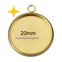 8 Pieces Stainless Steel 20mm Round Bezel Frame Pendant Settings Gold Tone Hypoallergenic Tarnish Resistant