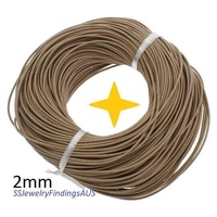 3 meters 2mm Light to Medium Beige Colored Leather Cord - jewellery making supplies Australia