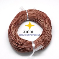 2 Meters 2mm Saddle Brown Leather Colored Cord - jewellery making supplies Australia