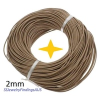 3 Meters 2mm Natural Tan Colored Leather Cord - jewellery making supplies Australia