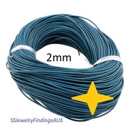 3 Meters 2mm "Teal" Leather Cord - jewellery making supplies Australia