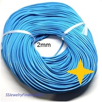 3 Meters 2mm Sky Blue Colored Leather Cord - jewellery making supplies Australia