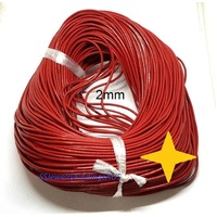 3 Meters 2mm Red Colored Leather Cord - jewellery making supplies Australia