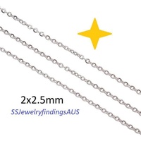 3 Meters Stainless Steel Oval Chain 2x2.5mm Hypoallergenic Tarnish Resistant - jewellery making supplies Australia