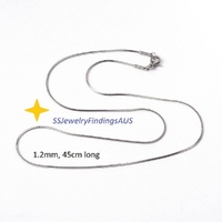 2 Pieces Stainless Steel Snake Chain  Necklace 1.2mm x 45cm Hypoallergenic Tarnish Resistant - jewellery making supplies Australia