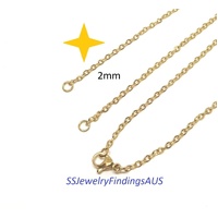 2 Strands Gold Plated Stainless Steel Necklaces with Double Open Jump Ring Ends Hypoallergenic Tarnish Resistant